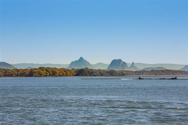 Bribie Island - Bongaree Beach - View of Glass House Mountains from Bribie Island (27/06/2016 - Credits: Bribie Island Ferry View)